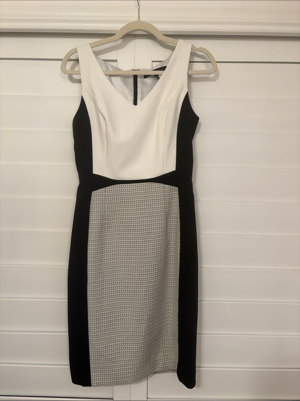 White House Black Market Black & White Colorblock Midi Dress